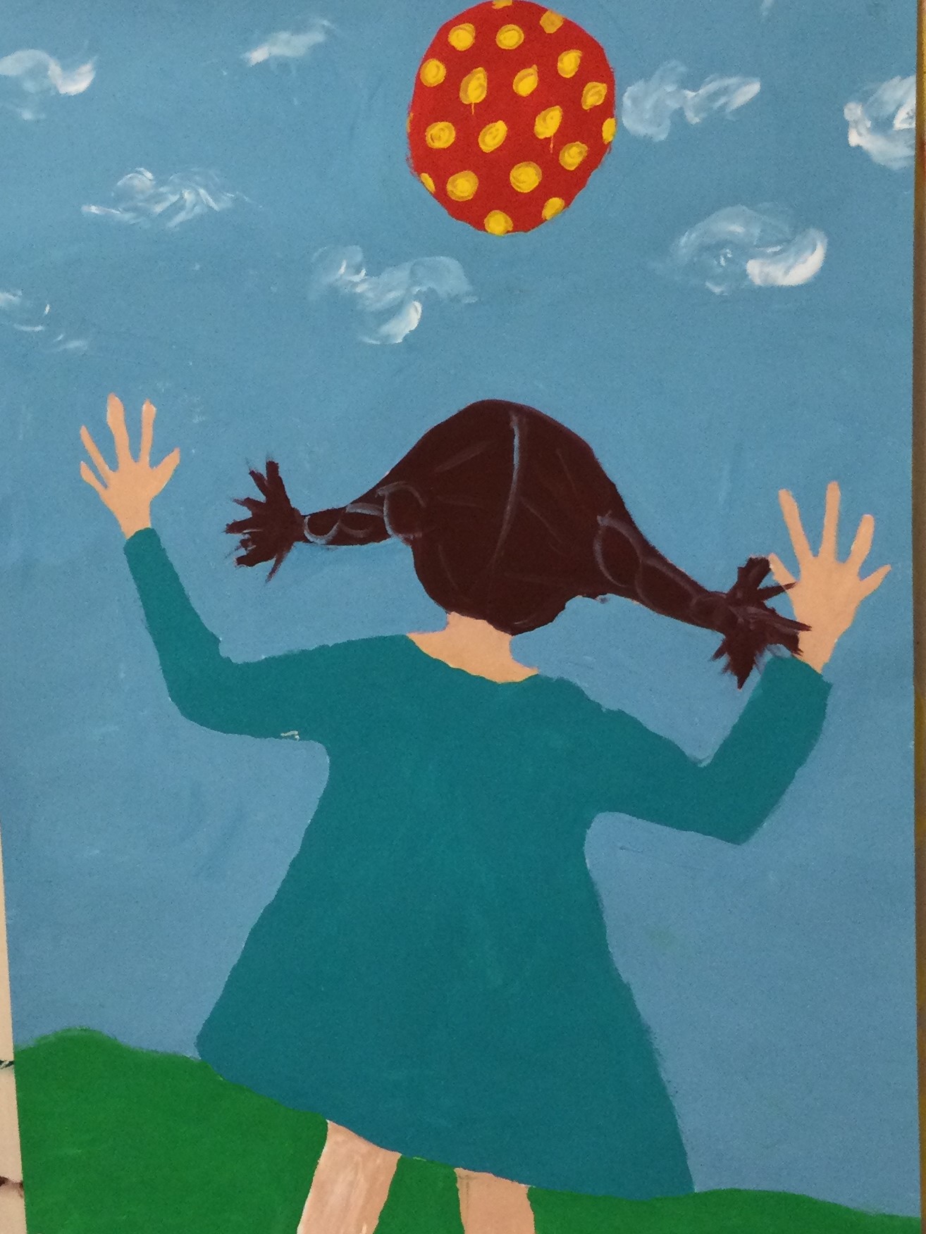 Mädchen spielt Ball, Maltherapie mit Miriam Lörz, Offenburg